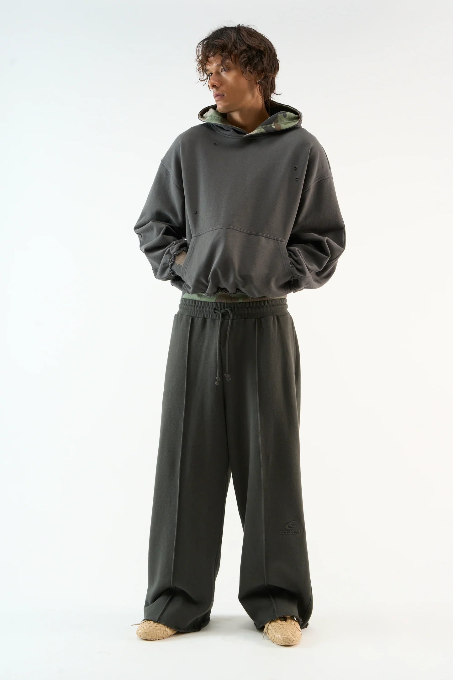 Distressed Hoodie Unisex Camo